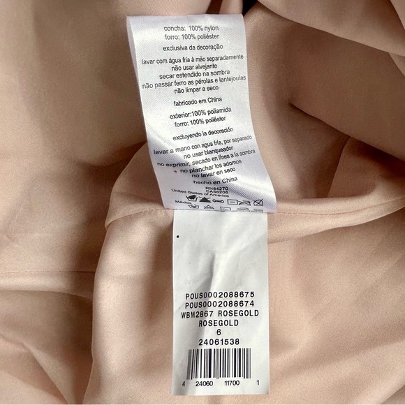 Jules & Cleo Rose Gold Strapless Sequin Corset A-Line Dress Slit Sparkle Glitter - Picture 13 of 13